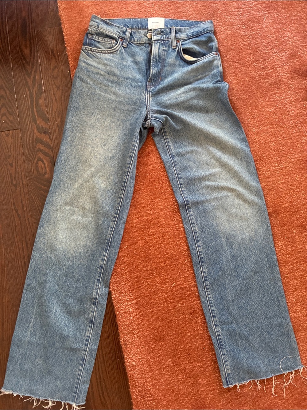 Reformation Straight-Leg Blue Denim Jeans